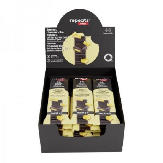 REPEATS PRO LIMONLU CHEESCAKE DOLGULU BİTTER ÇOKO BAR 12 X 35 GR