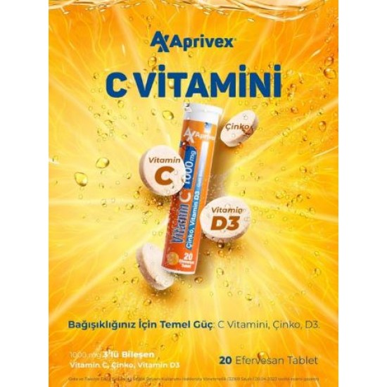 APRİVEX VİTAMİN C 1000 MG ÜÇLÜ BİLEŞEN