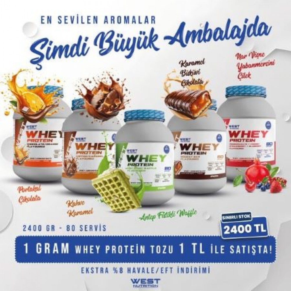 West nutrition Whey Protein Tozu 2400 gr 80 Servis LANSMAN