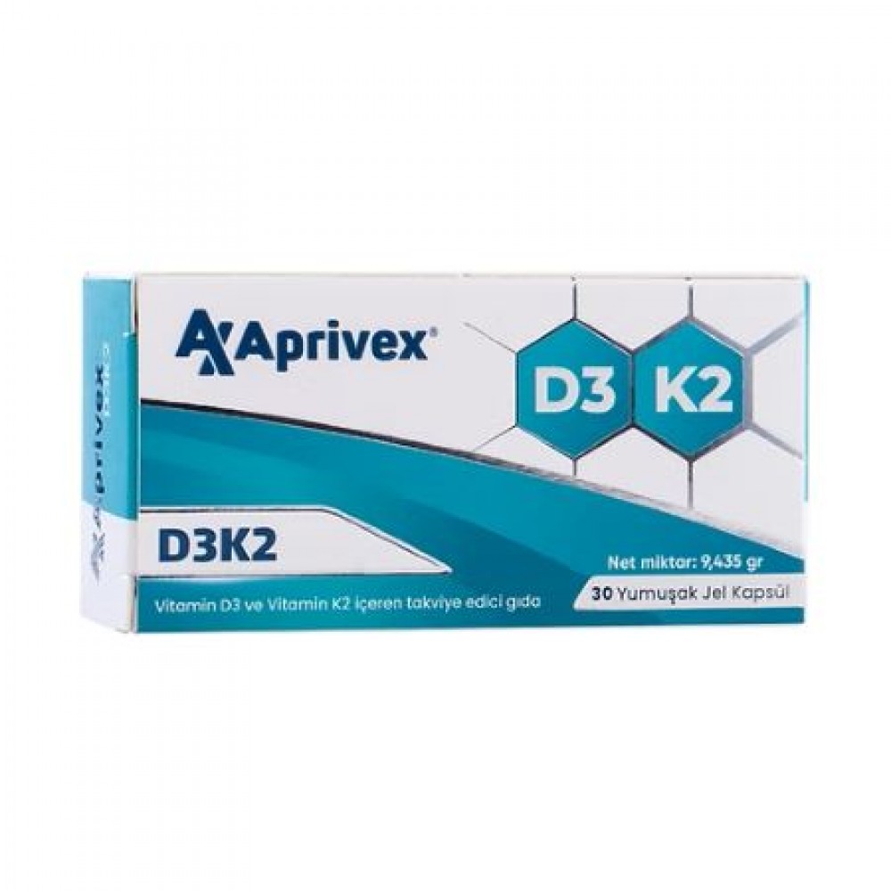 Aprivex D3 + K2 Vitamin 30 Jel Kapsül