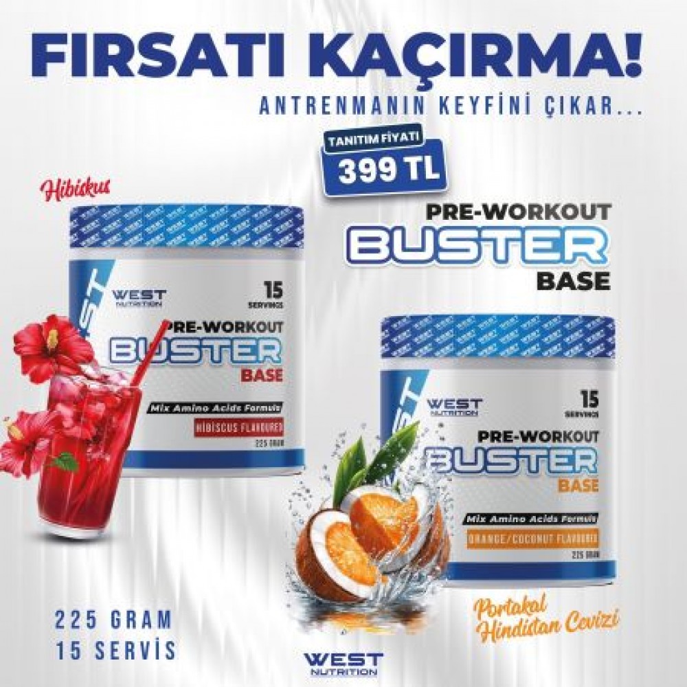 West nutrition Buster Base Preworkout 225 gr 15 Servis