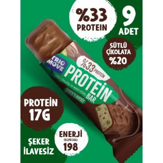 Trio Move %33 Protein Antep Fıstıklı ve Sütlü Çikolatalı 50 g x 9 Adet
